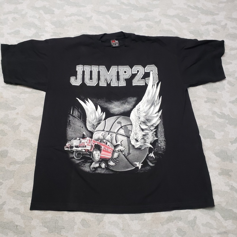 Vintage Jordan Jump 23 Basketball Pro Tag Shirt Mens‎ 2XL Black Short Sleeve